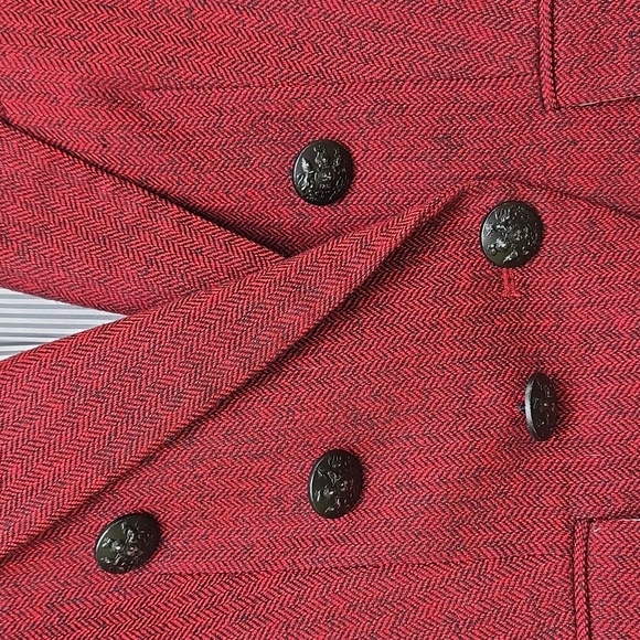 VERONICA BEARD Miller Double-breasted Herringbone Blazer In Burgandy Size 2 - Picture 6 of 8